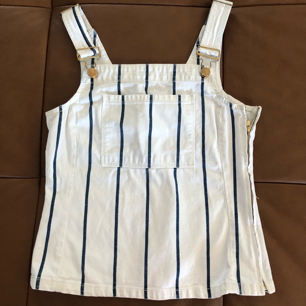 Frame Denim White Camisole with Navy Vertical Stripes